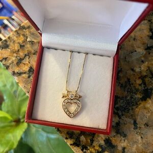 Gold Cupid Heart Pendant Necklace
